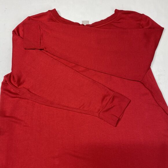 Chicos Zenergy Soft Sweatshirt Tunic Top Sz 3 (XL) Red Long Sleeve Side Zippers - Picture 7 of 10